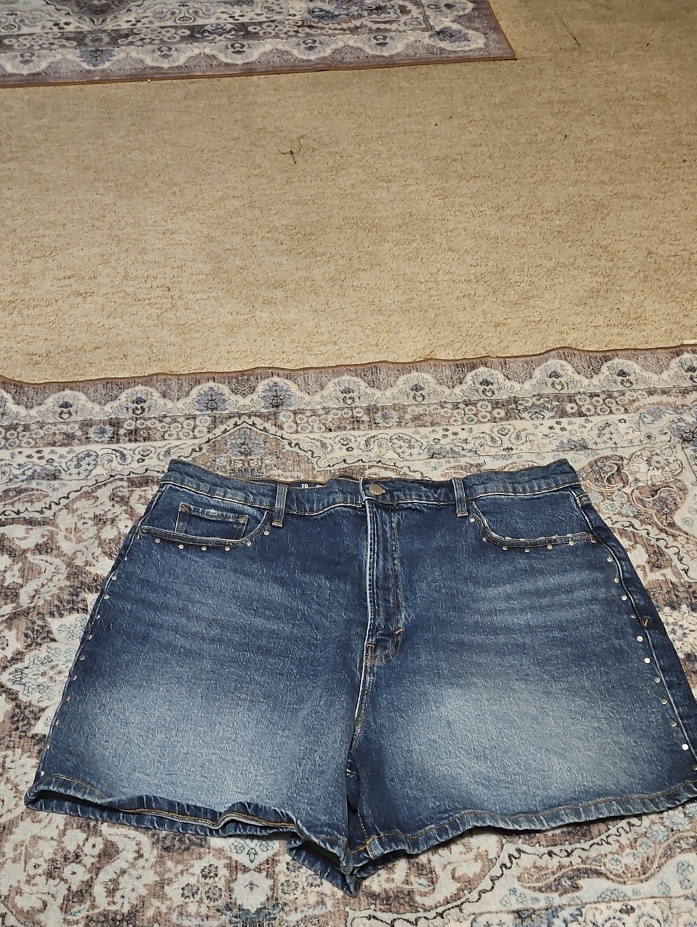 a.n.a Blue Studded Denim Jean Shorts